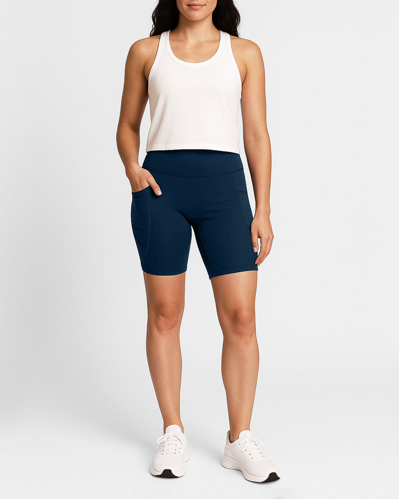 Dena Recycled Biker Shorts Met Zakken - Navy